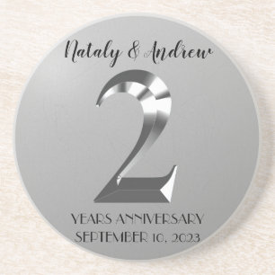 Posavasos Segundo aniversario de Boda de plata metálica