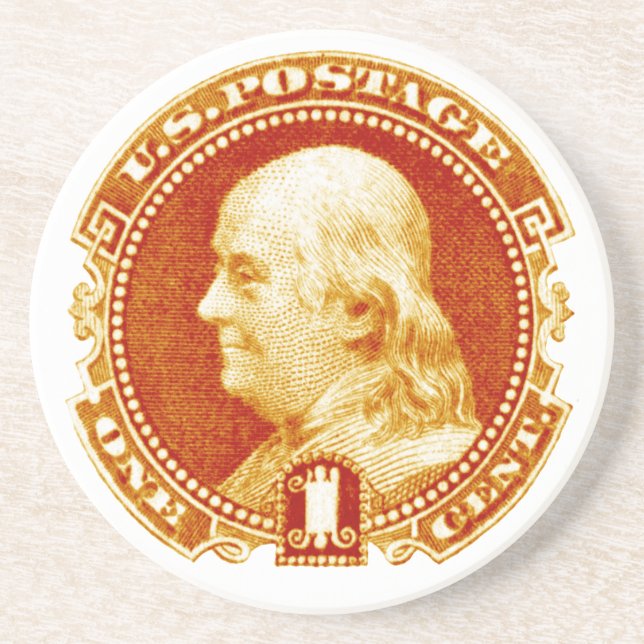 Posavasos Sello 1869 de Benjamin Franklin (Frente)