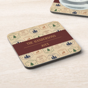 Posavasos Sello de Navidad de estilo vintage