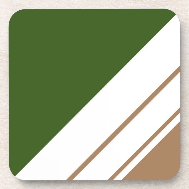 Posavasos Selva deportiva Green Brown Rayas de Carreras blan (Frente)