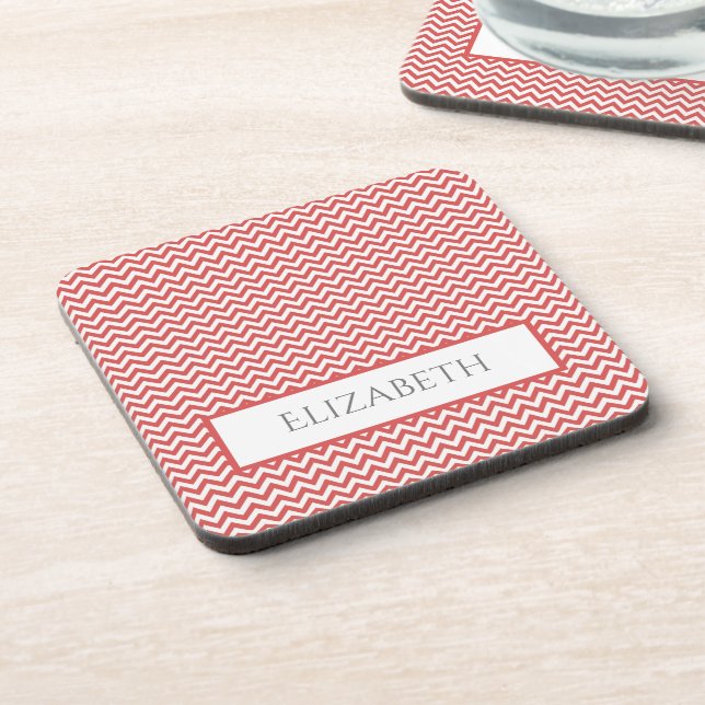 Posavasos Semilla de bebidas de Chevron simple roja (Lado Izquierdo)