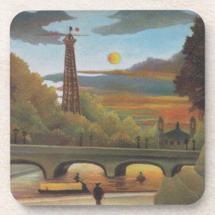 Posavasos Sena y Torre Eiffel al Atardecer de Henri Rousseau