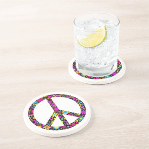 POSAVASOS SEÑAL DE PAZ FLORAL DIVERTIDA