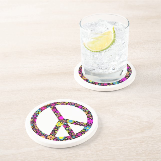POSAVASOS SEÑAL DE PAZ FLORAL DIVERTIDA (Lado)