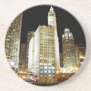 Posavasos Señal famosa de Chicago en la noche