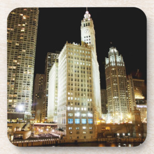 Posavasos Señal famosa de Chicago en la noche