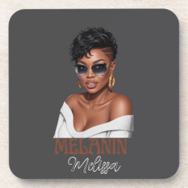 Posavasos Sencilla melanina de moda mujer historia negra