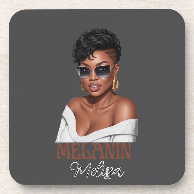 Posavasos Sencilla melanina de moda mujer historia negra (Frente)