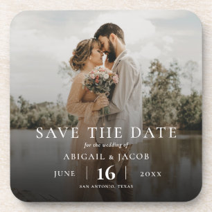 Posavasos Sencillo Elegante Moderno Foto de Boda Guardar la 