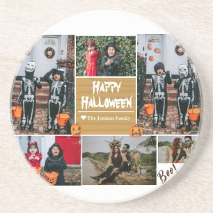 Posavasos Sencillo Moderno Feliz Halloween foto collage fami