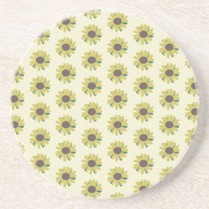 Posavasos Sencillo patrón de flor amarillo verde marrón
