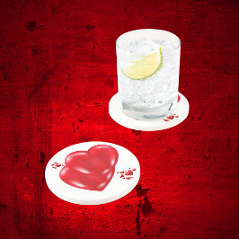 Posavasos Sencillos corazones rojos en el blanco Feliz Día d