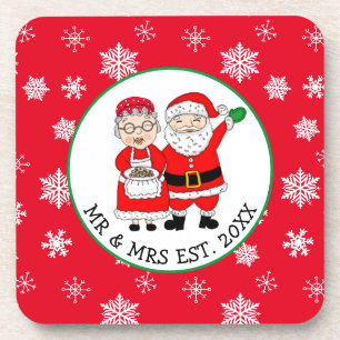 Posavasos Señor y Señora Claus Navidad