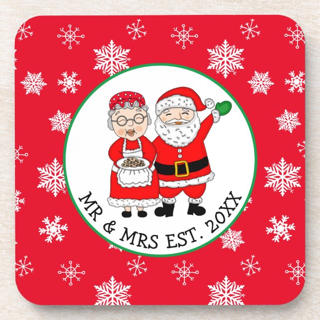 Posavasos Señor y Señora Claus Navidad (Frente)