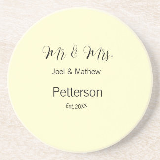 Posavasos señor y señora nombre año de bodas pareja simple a