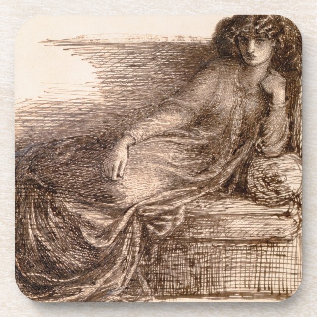 Posavasos Señora Jane Morris Reclining en un sofá (Frente)