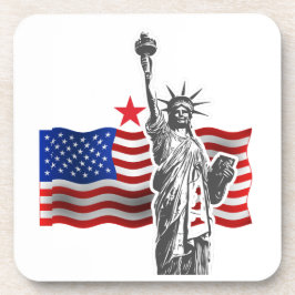 Posavasos Señora Libertad con bandera norteamericana
