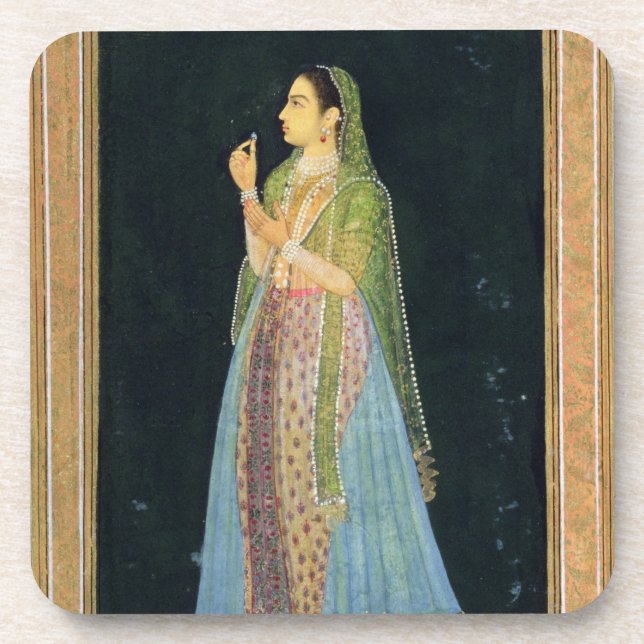 Posavasos Señora que sostiene un flor, del pequeño álbum de (Frente)