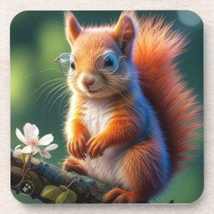 Posavasos Sentada de ardilla marrón en la rama 56765