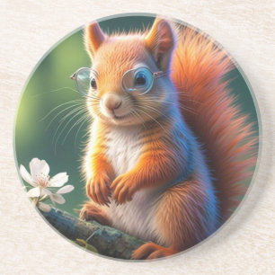 Posavasos Sentada de ardilla marrón en la rama 567656