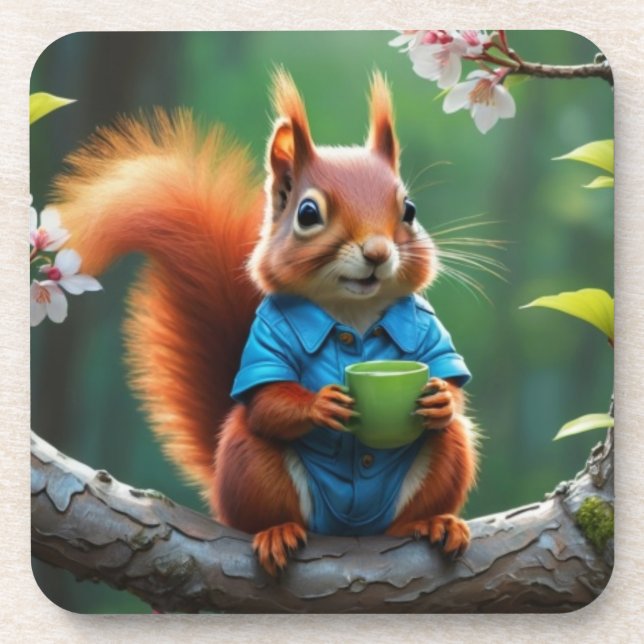 Posavasos Sentada de ardilla suave en la sucursal 68364 (Frente)