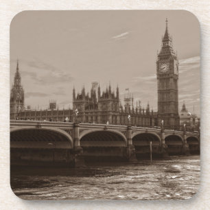 Posavasos Sepia Big Ben Tower Palace de Westminster