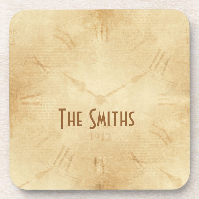 Posavasos Sepia Clock Face Steampunk (Frente)