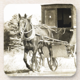Posavasos Sepia de caballo y buggy