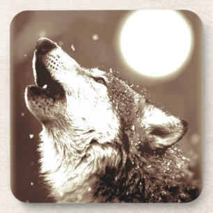 Posavasos Sepia Wolf & Moon