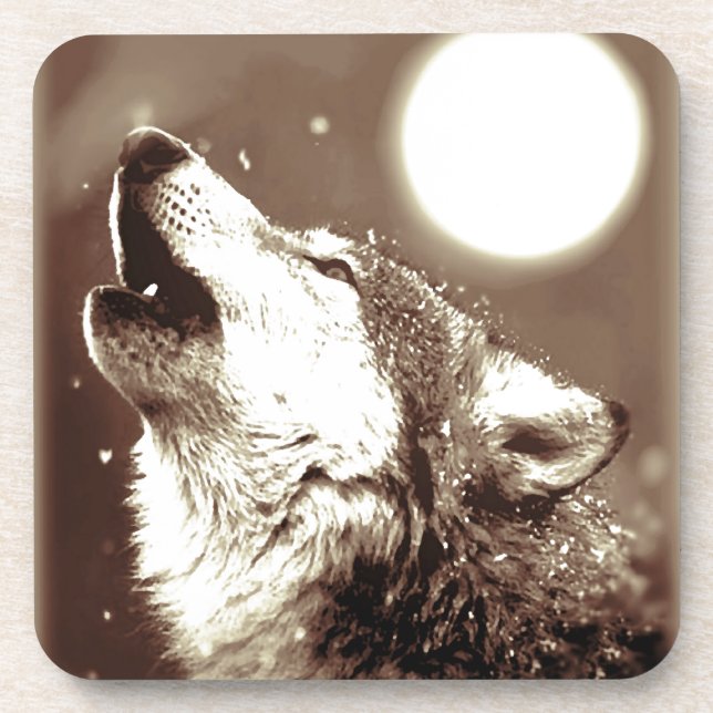 Posavasos Sepia Wolf & Moon (Frente)