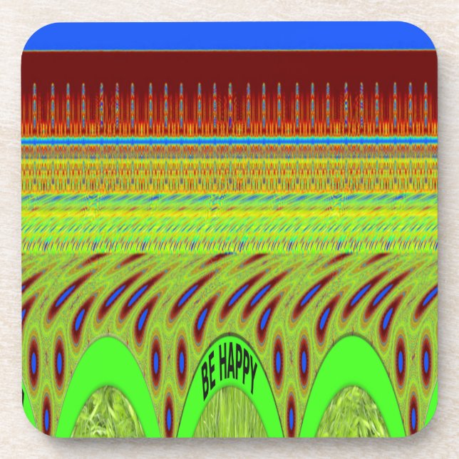 Posavasos Ser feliz regalo del motivo de polka colorido (Frente)