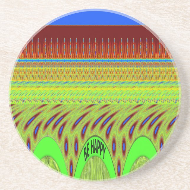 Posavasos Ser feliz regalo del motivo de polka colorido (Frente)