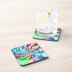 Posavasos Serendipia Arte fractal multicolor