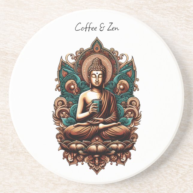Posavasos Serene Buddha, estatua de escultura de café y zen (Frente)