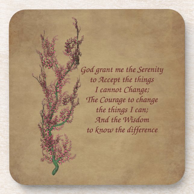 Posavasos Serenity Prayer Flowers Inspirador Juego de Pascua (Frente)