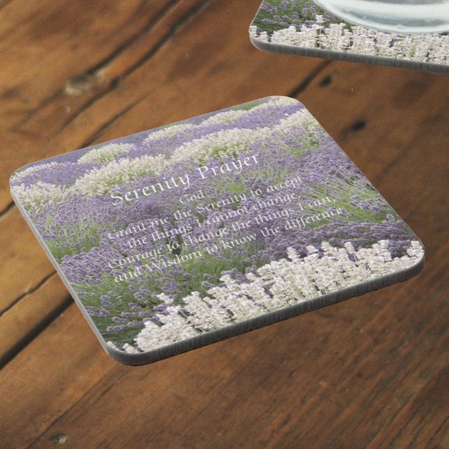 Posavasos Serenity Prayer Lavender Garden Floral (In Situ Angled)