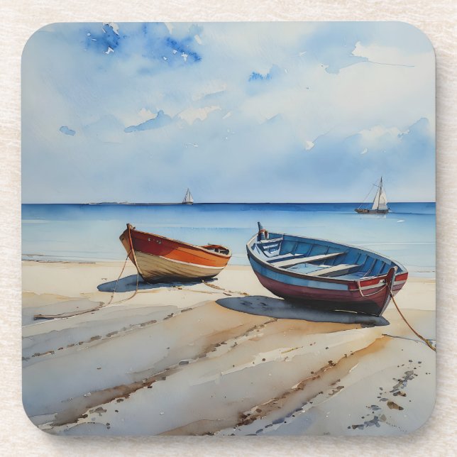 Posavasos "Serenity Shores" Una Tranquila capa marina de acu (Frente)