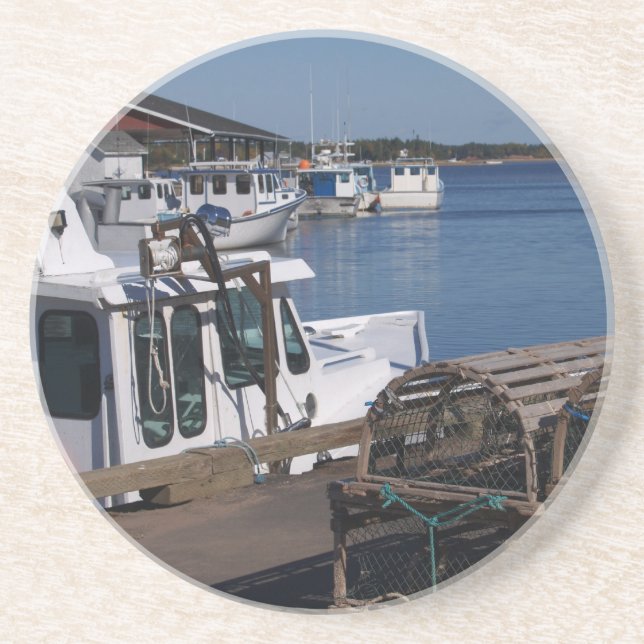 Posavasos Serie Lobster Shack: barcos pesqueros y trampas (Frente)