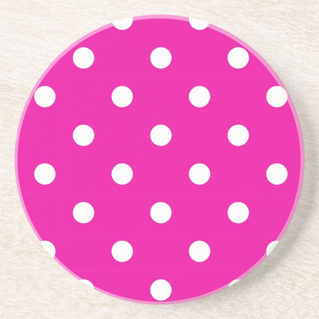 Posavasos Serie Polka Dot: escayola rosa y blanca (Frente)