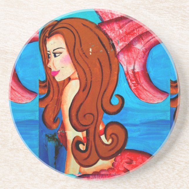 Posavasos serpiente de sirena de cabeza roja (Frente)