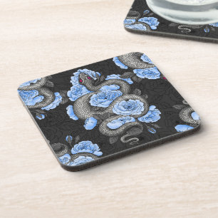 Posavasos Serpientes y rosas azules