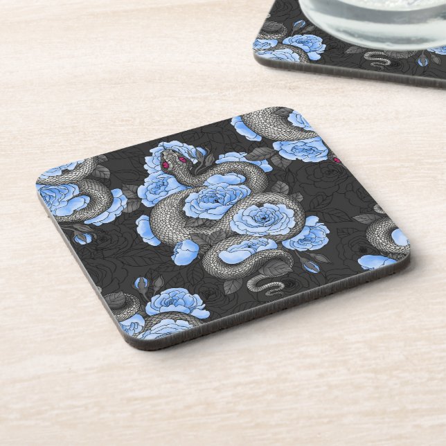 Posavasos Serpientes y rosas azules (Lado Izquierdo)