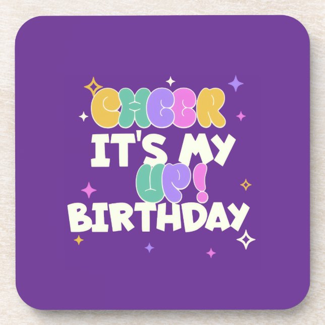POSAVASOS SET OF 6 BIRTHDAY CHEER UP PLASTIC COASTERS  (Frente)