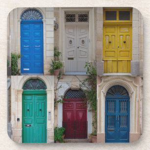 Posavasos Set of colorful front doors in Malta