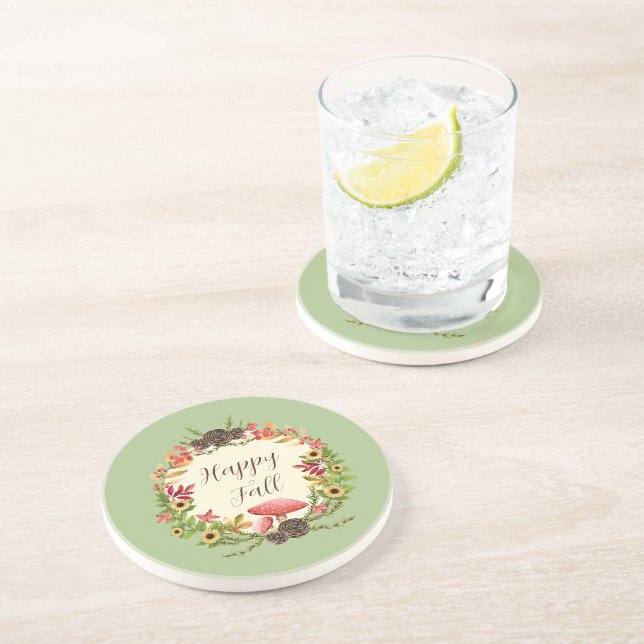 Posavasos Setas y girasoles con texto personalizable  (Lado)