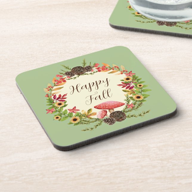 Posavasos Setas y girasoles con texto personalizable  (Lado Izquierdo)