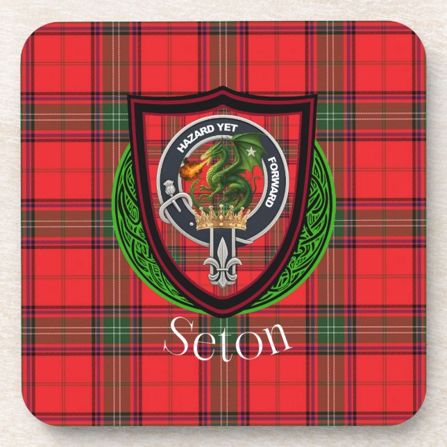 Posavasos Seton Scottish Clan Tartan & Crest (Frente)