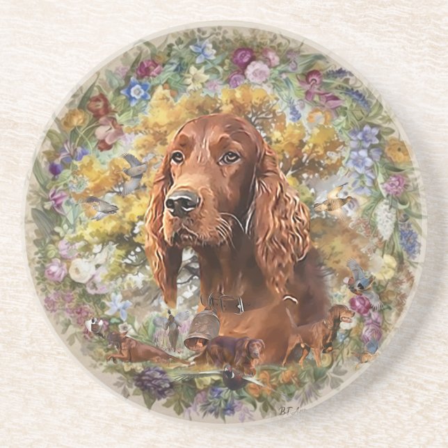 Posavasos Setter irlandés - Perro de pájaro ultravioleta (Frente)