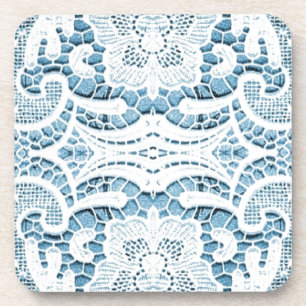 Posavasos Shabby Chic Floral aqua moda azul bohemia encaje
