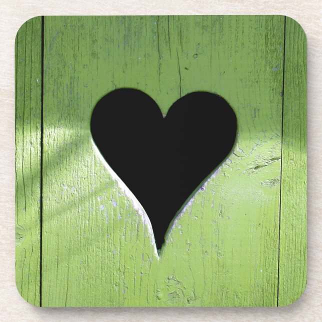 Posavasos SHABBYCHIC de madera corazón verde negro (Frente)